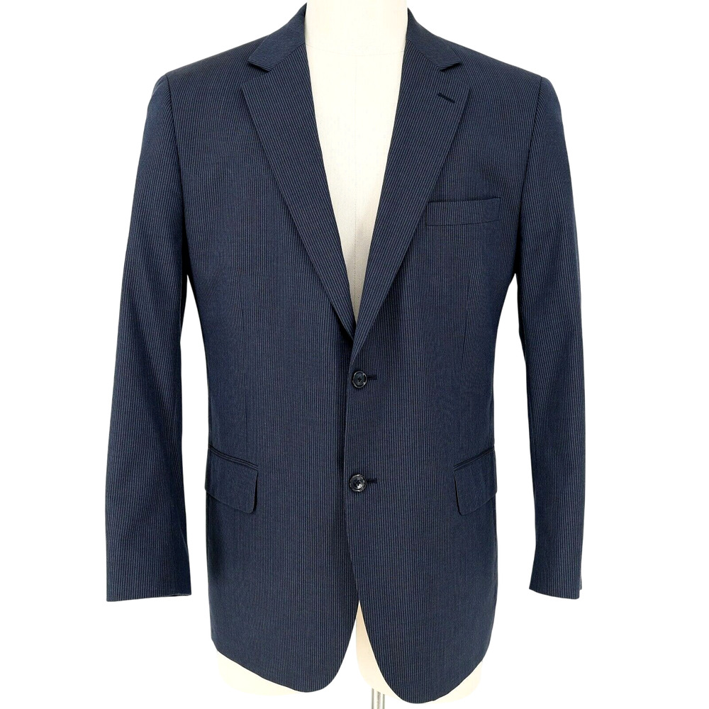 Jos A Bank Sport Coat Mens 44R Navy Blue Wool Jacket Stays Cool Partial Lining